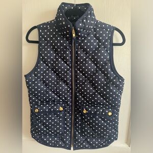 J.Crew Navy Polka Dot Down Vest Size XS